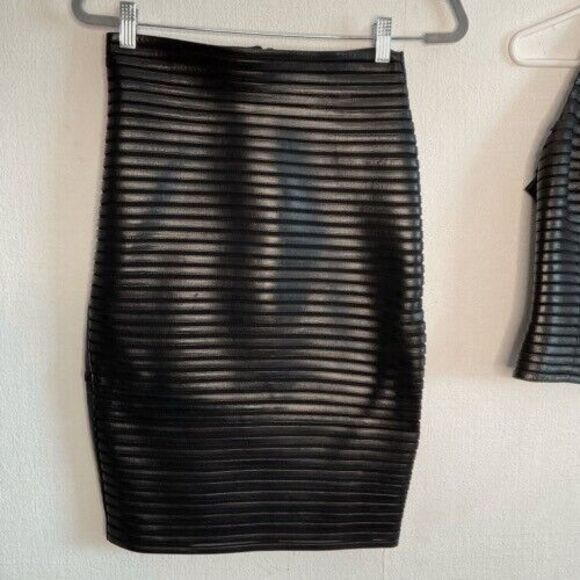 Jitrois Suit Set Massai Leather High Neck Top Pencil Skirt Size Top-42/Skirt-40 - Picture 10 of 16